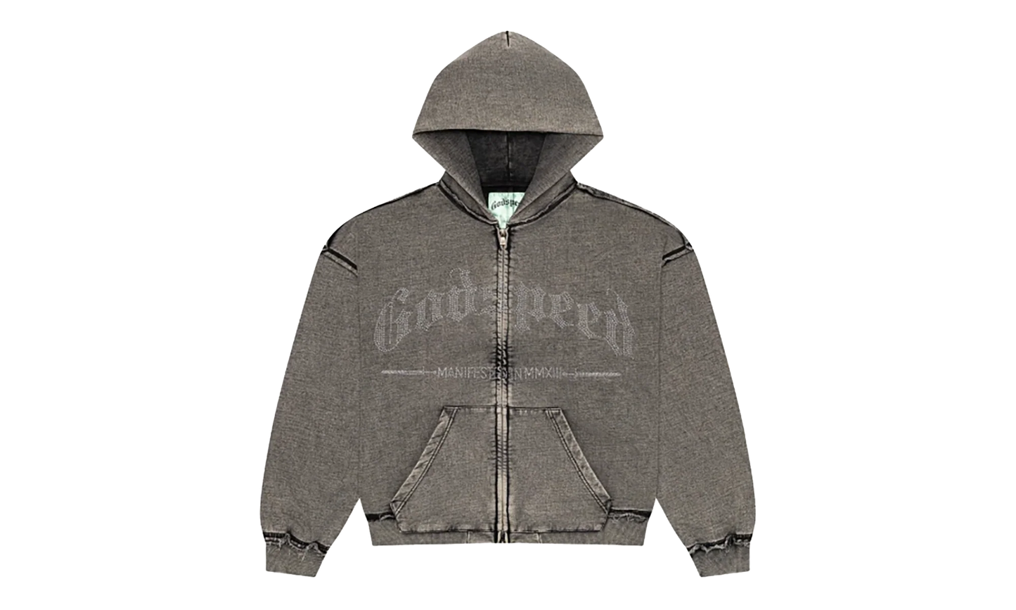 Studded OG Logo Hoodie "Grey Wash" GS009