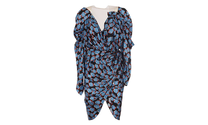 SILK FLORAL DRAPED MINI DRESS "Blue" RW DR0222 5307 E22 1020