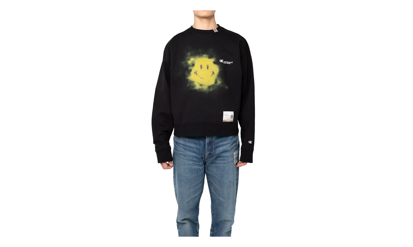 Smiley Face Crew Sweatshirt "Black" A09PO713 BLACK