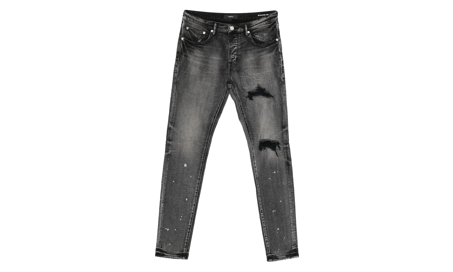P001 Plaid Patch Jeans "Washed Black" P001 SYDB425
