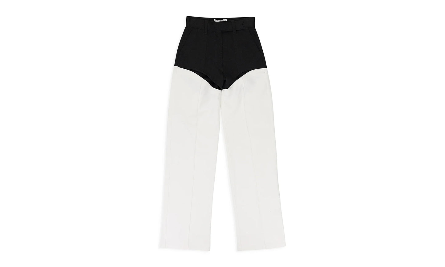 CUT OUT MOTO STRAIGHT PANTS "BLACK/WHITE" RHSS22PA003131190119