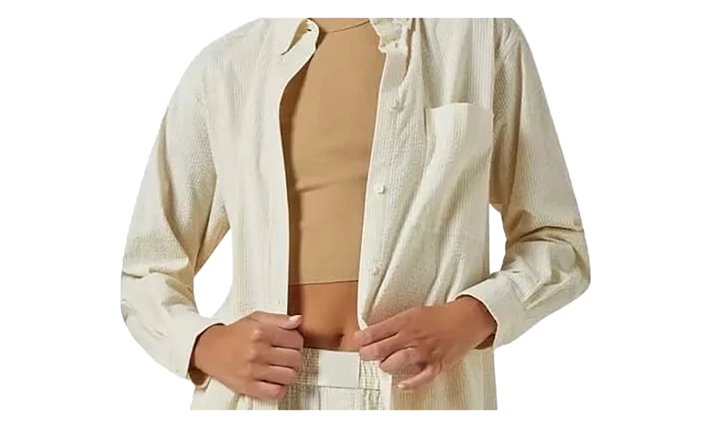 Ora Ii Seersucker Shirt "Beige" KITH42