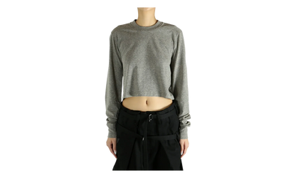 Long-Sleeve Cropped Small Level T-Shirt WMNS "Melange Grey" DS02E7200 JGM 178