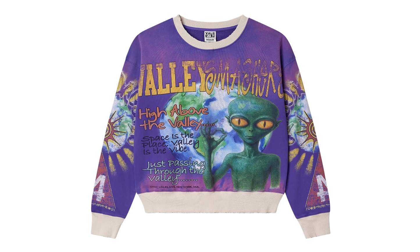Space Alien Crewneck Sweatshirt "Purple" VAL55
