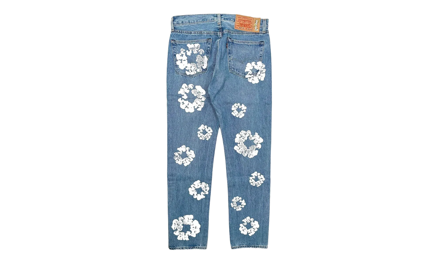 Levi's 501 Cotton Wreath Logo Jeans "Light Wash / Indigo / White" DT303