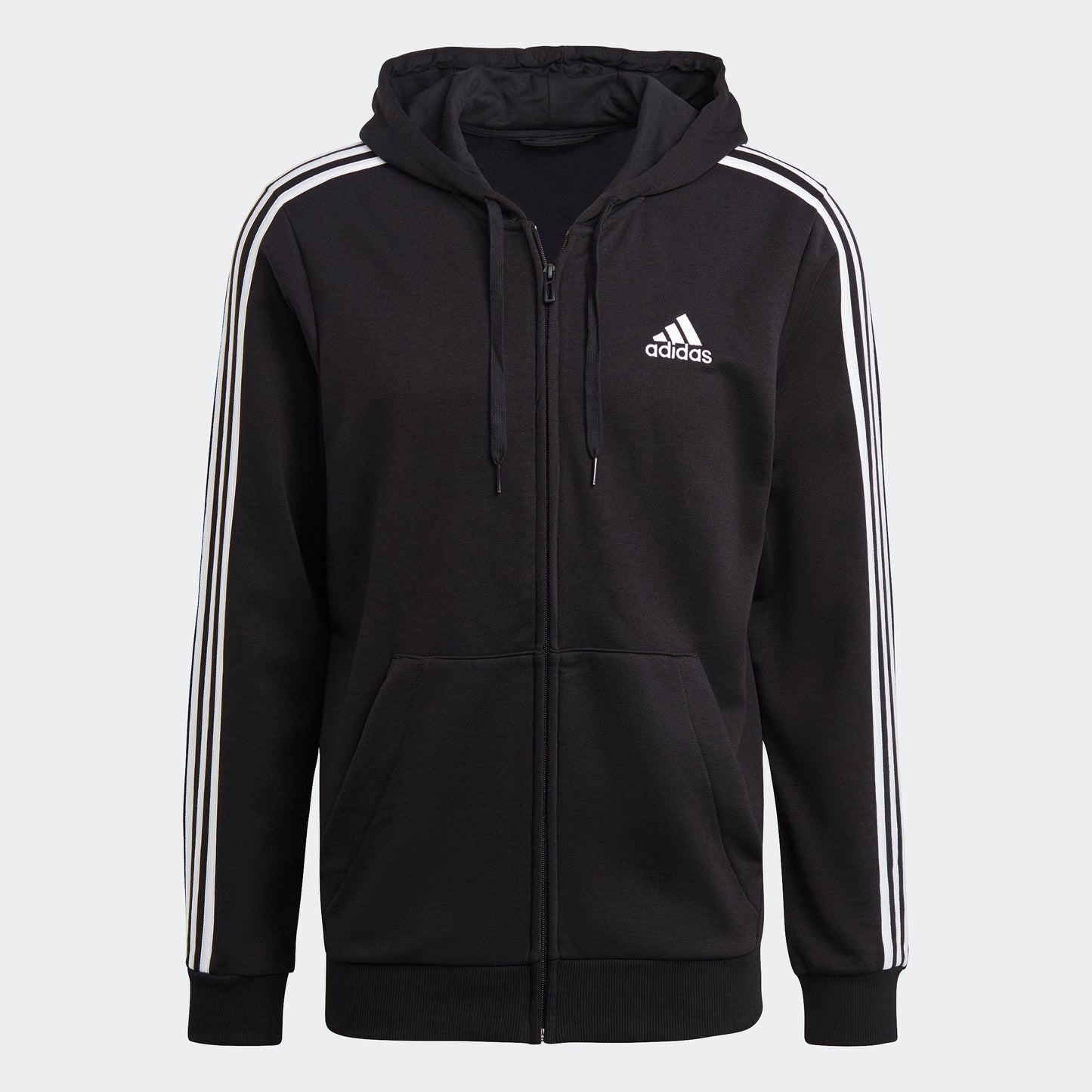 Men's adidas Essentials French Terry 3-Stripes Full-Zip Hoodie