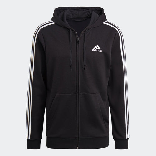 Men's adidas Essentials French Terry 3-Stripes Full-Zip Hoodie