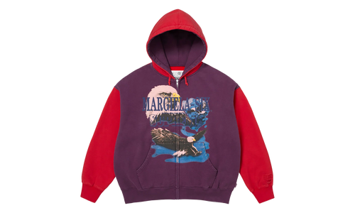 MM6 Maison Margiela Eagle Zip Up Hooded Sweatshirt "SS26 - Purple / Red" SU27174