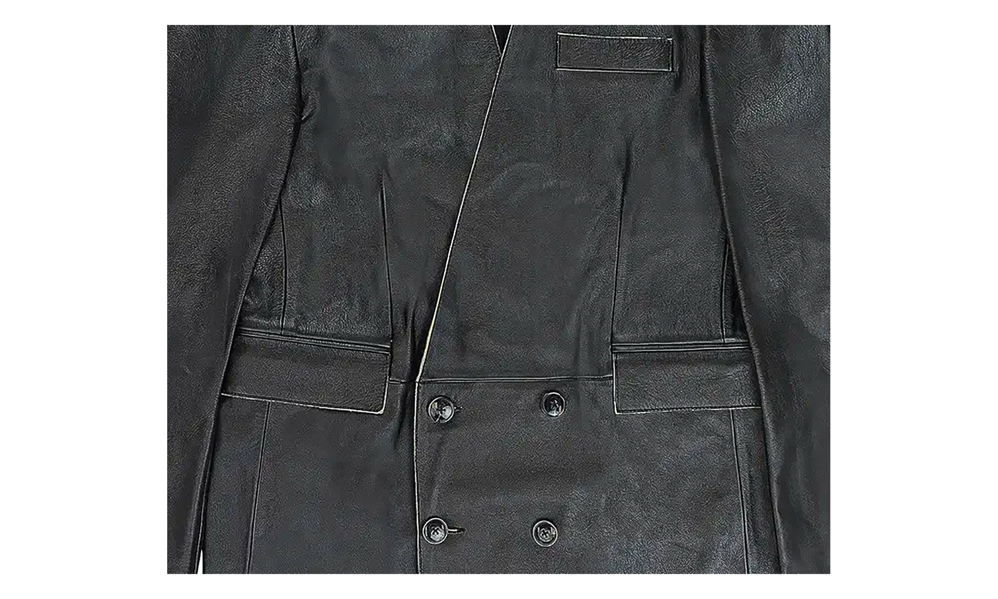 MARTINE ROSE LEATHER DOUBLE BREASTED LEATHER JACKET "BLACK" MRAW23521