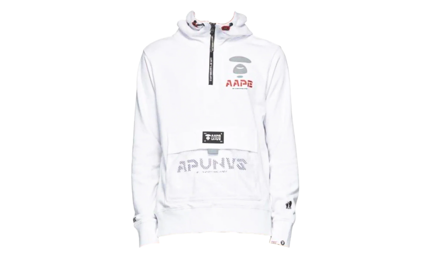 AAPE Logo Half-Zip Hoodie "White" 211547M202021