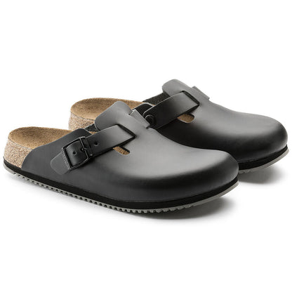 Boston Leather Super Grip Classic Footbed Clog in Black