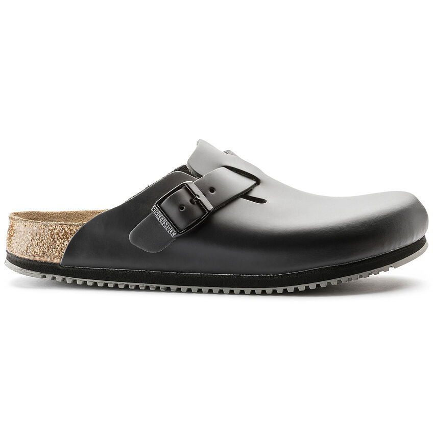 Boston Leather Super Grip Classic Footbed Clog in Black