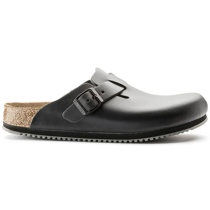 Boston Leather Super Grip Classic Footbed Clog in Black