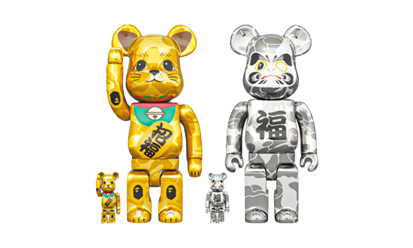 BAPE Maneki Neko & Daruma 100% & 400% "Gold & Silver Plated" MEDI3056
