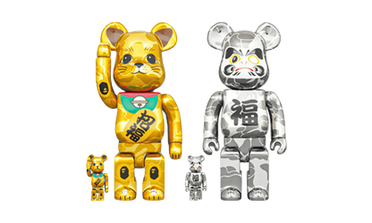 BAPE Maneki Neko & Daruma 100% & 400% "Gold & Silver Plated" MEDI3056