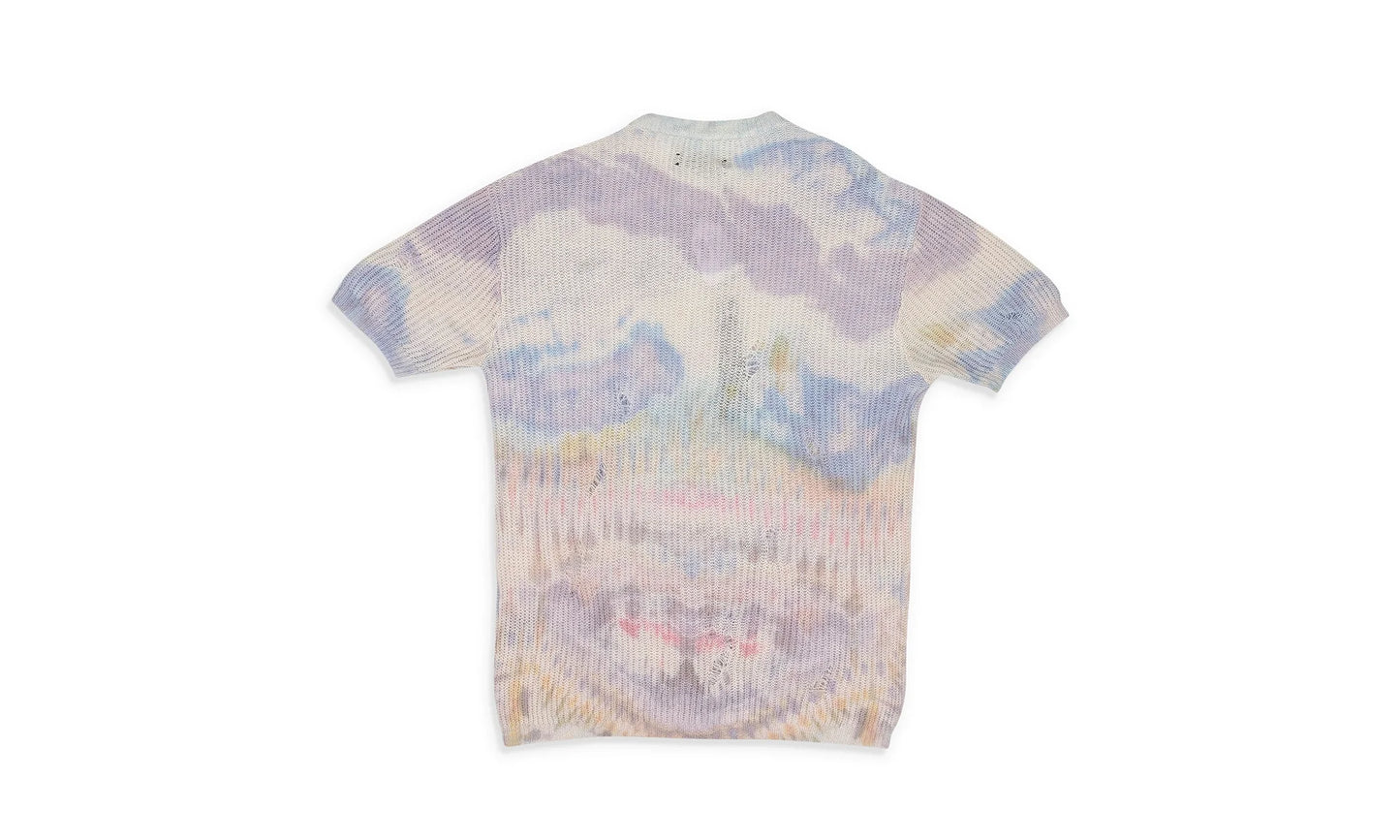 Tie Dye Knit Short Sleeve Shirt "Purple" MULTICOLOR_TIE_DYE_KNIT