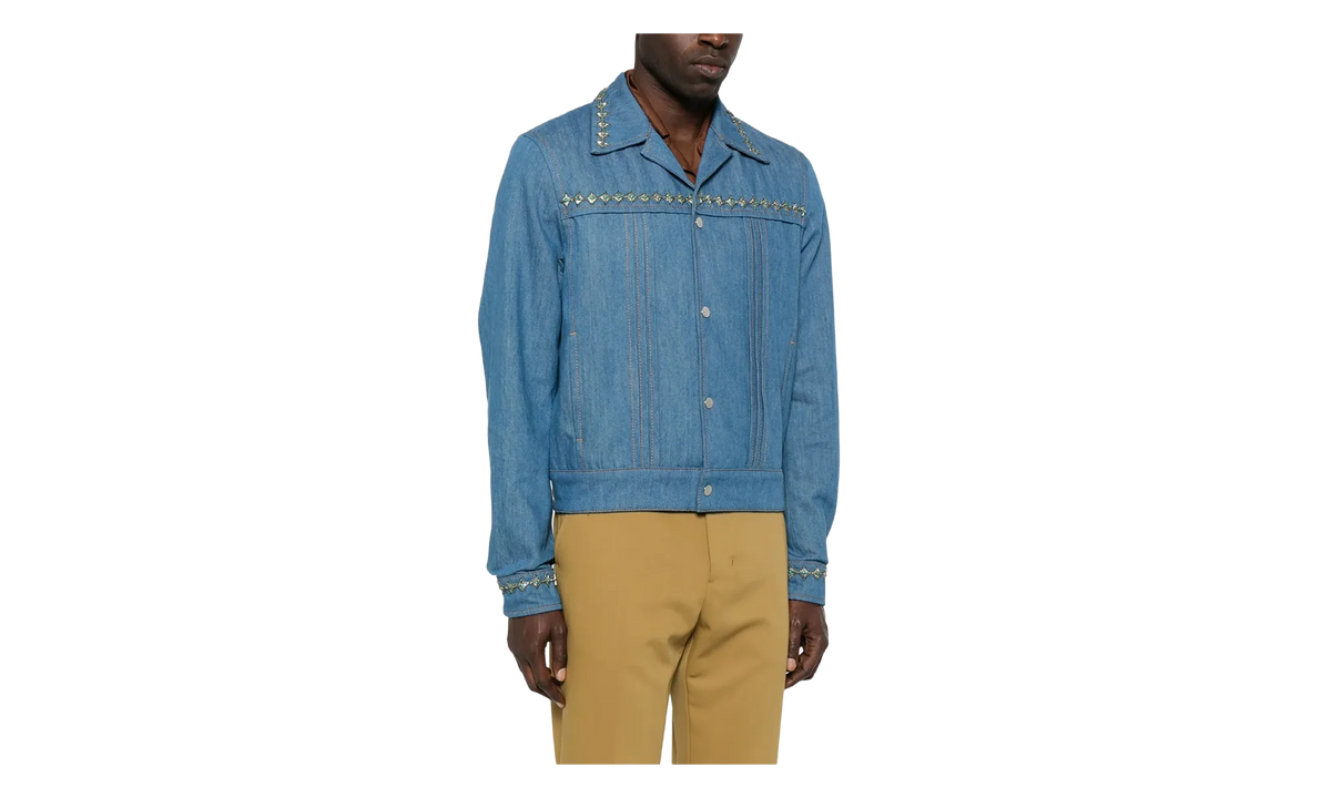 Crystal Pleated Cadet Jacket "Retro Indigo" AMDNJT1004 RETR
