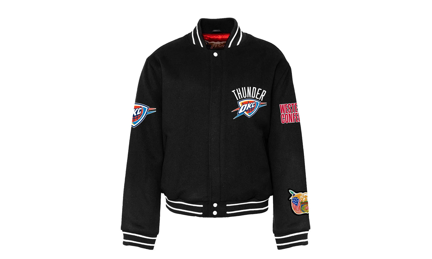 OKLAHOMA CITY THUNDER WOOL VARSITY JACKET Vegan "Black" NBA OKL THU 100