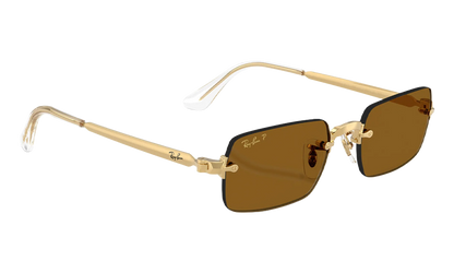 Ray-Ban Rimless "A$AP Rocky - Polished Arista Gold with Dark Brown Polarized Lens" RB3928 001 83