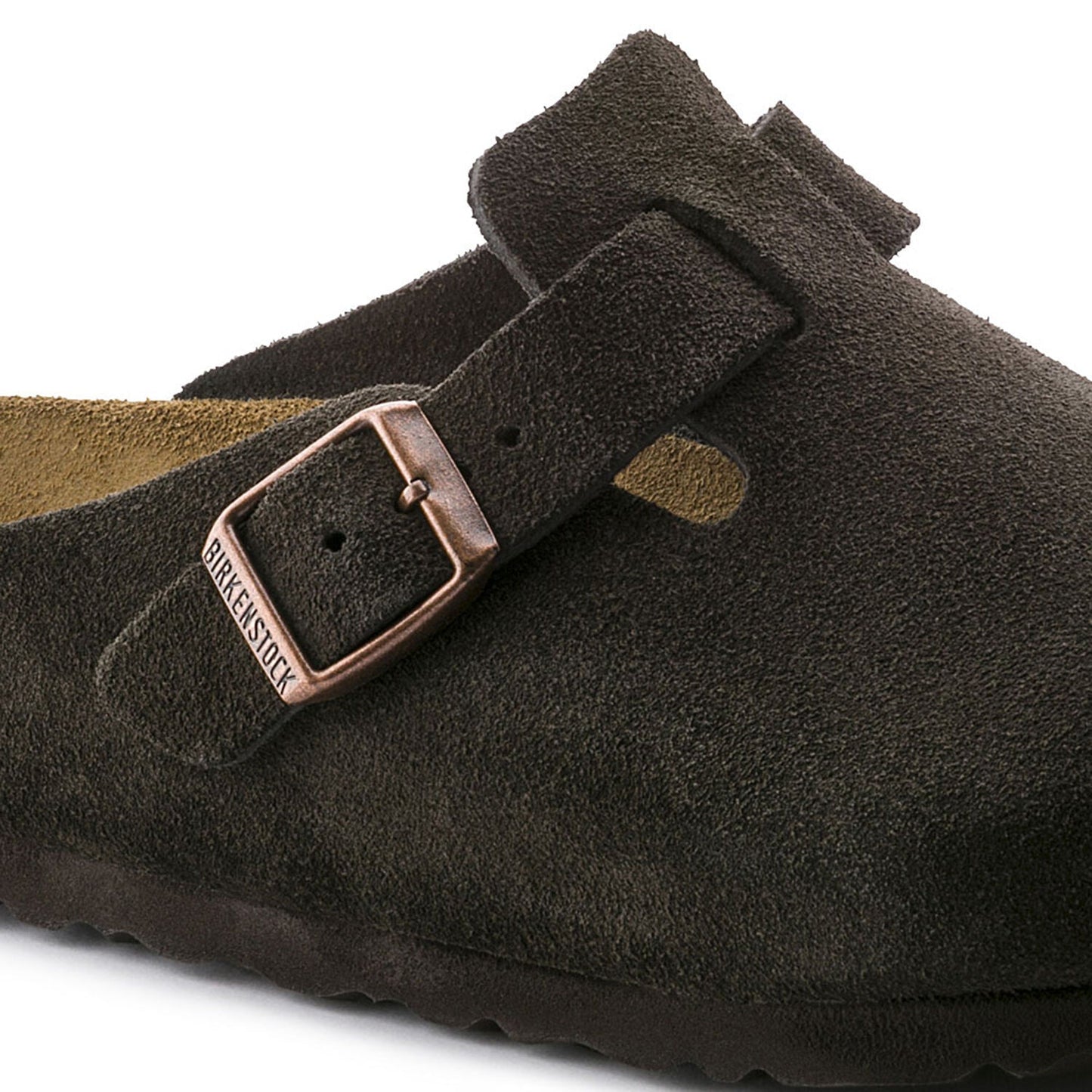 Boston Suede Leather Soft Footbed Clog in Mocha