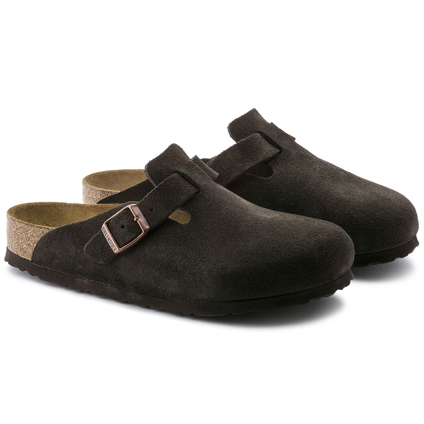 Boston Suede Leather Soft Footbed Clog in Mocha