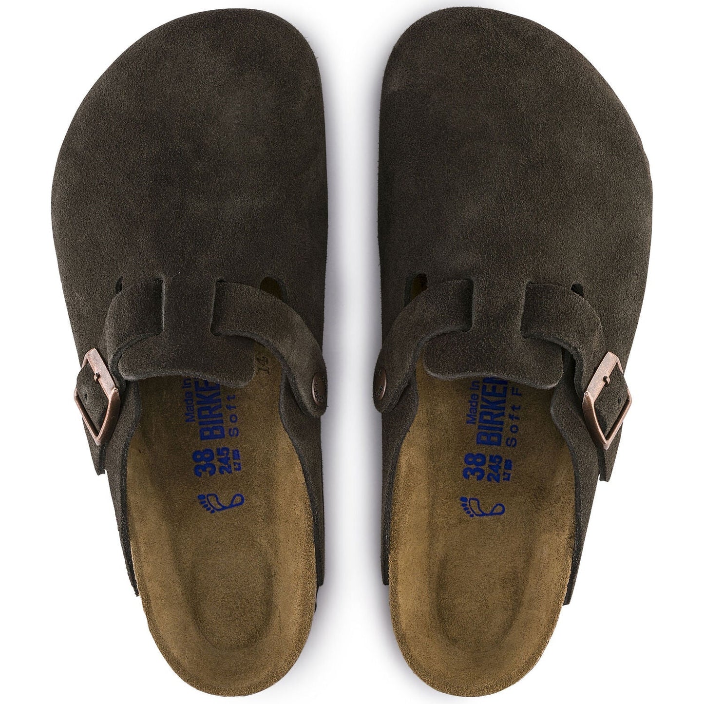 Boston Suede Leather Soft Footbed Clog in Mocha