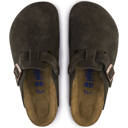 Boston Suede Leather Soft Footbed Clog in Mocha