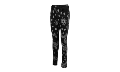 Black Cotton Flocked Bandana Skinny Jeans "Black" MDS050023