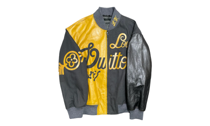 Mix Canvas Leather Bomber Jacket "Gold Black" 1AB987