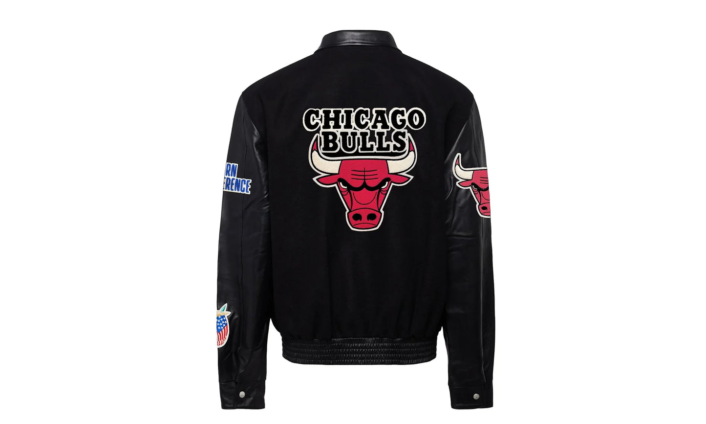 Chicago Bulls Blockletter Wool & Leather Jacket "Black" NBA CHI BUL 100