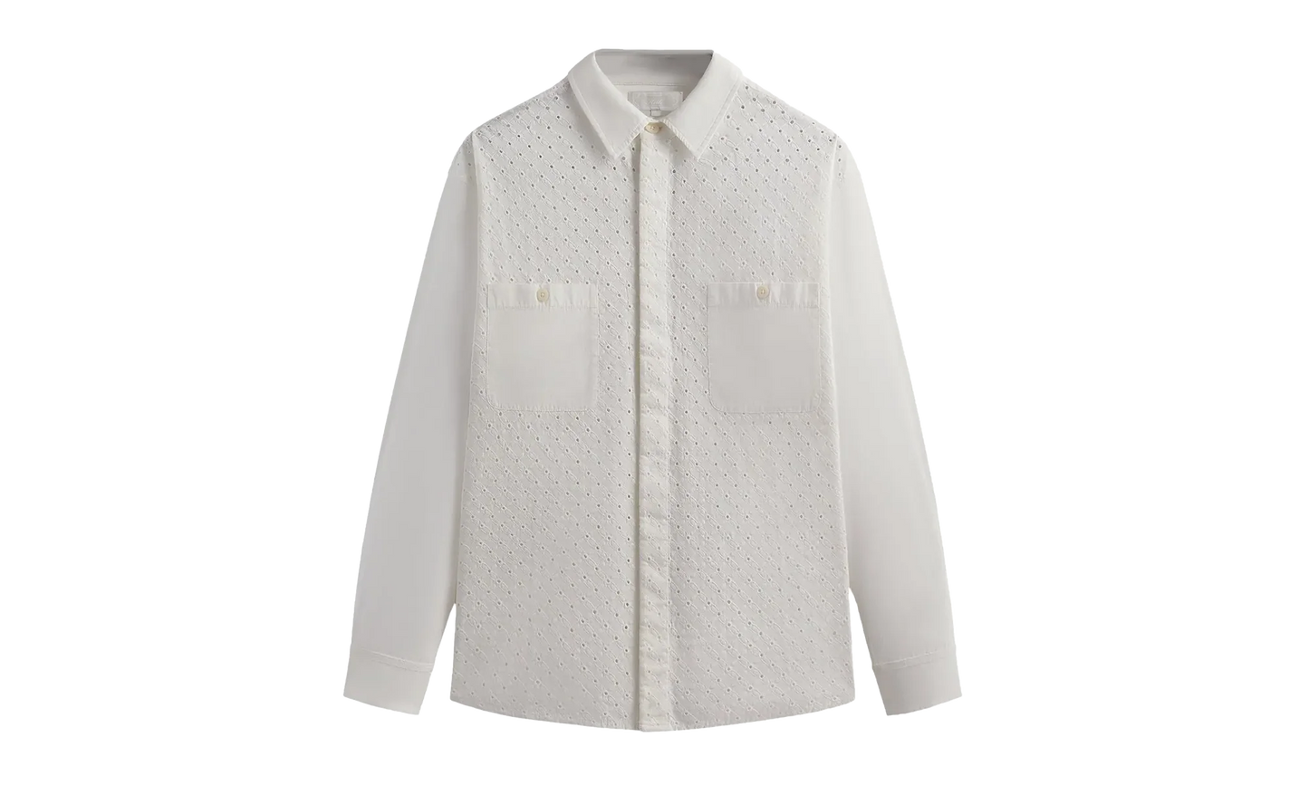 Lattice Floral Long-Sleeve Apollo Shirt "Silk" KHM032068 116