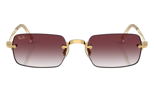 Ray-Ban Rimless "A$AP Rocky - Polished Arista Gold with Clear Gradient Dark Violet Lens" RB3928 001 8H