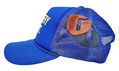 Logo Trucker Hat (4 G Patch Custom) "Blue Yellow" Qw