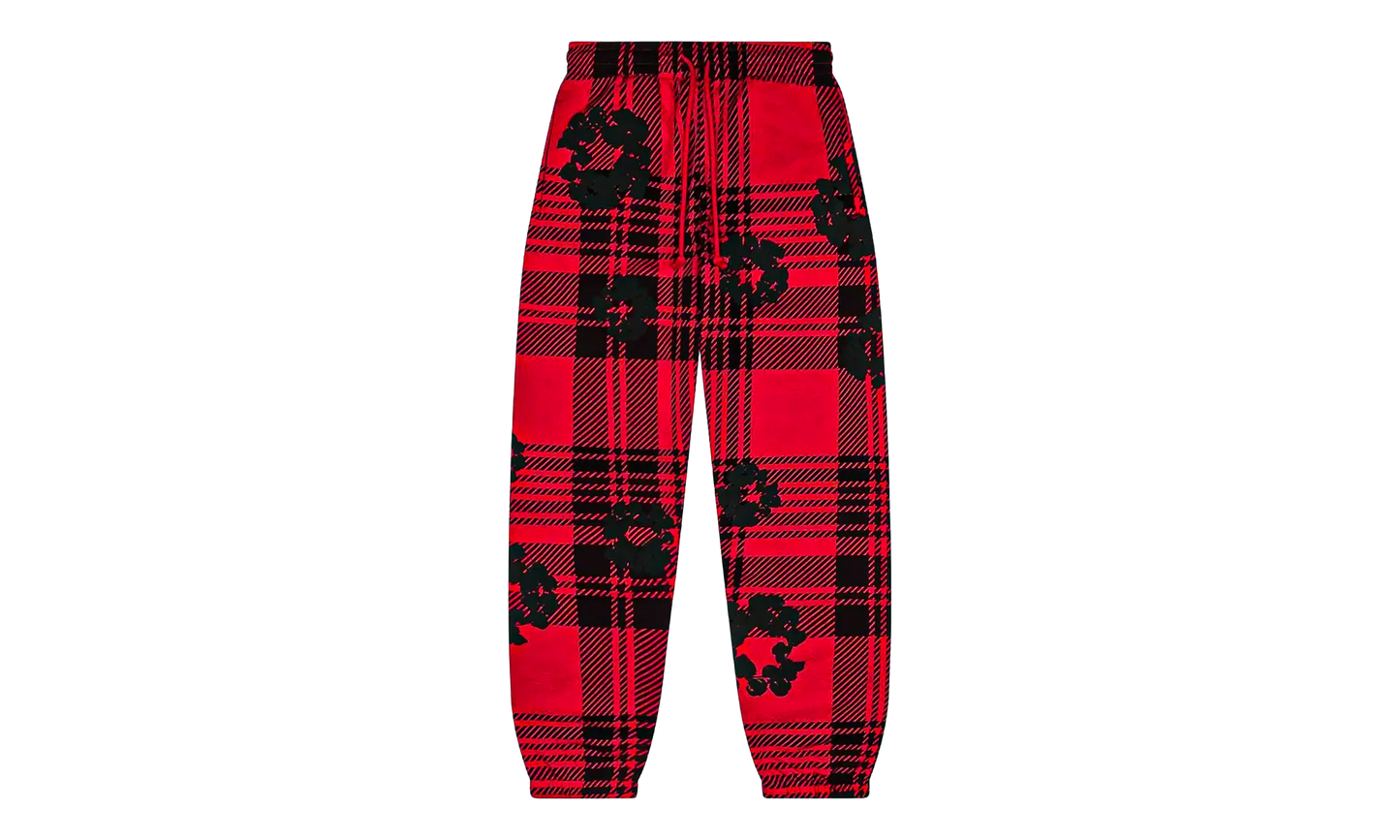 Plaid Cotton Wreath Sweatpants "Red" DT387