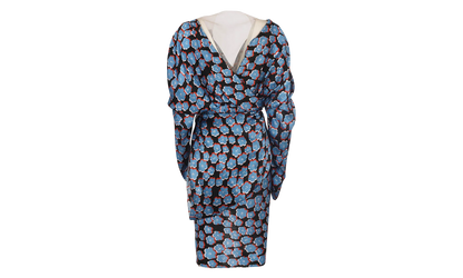 SILK FLORAL DRAPED MINI DRESS "Blue" RW DR0222 5307 E22 1020