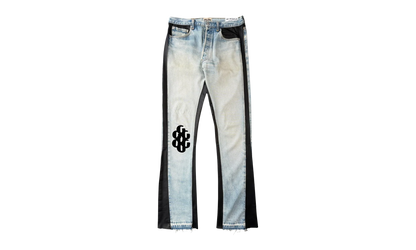 Bronco Leather Flare G Patch Jeans "Indigo Black" GD107