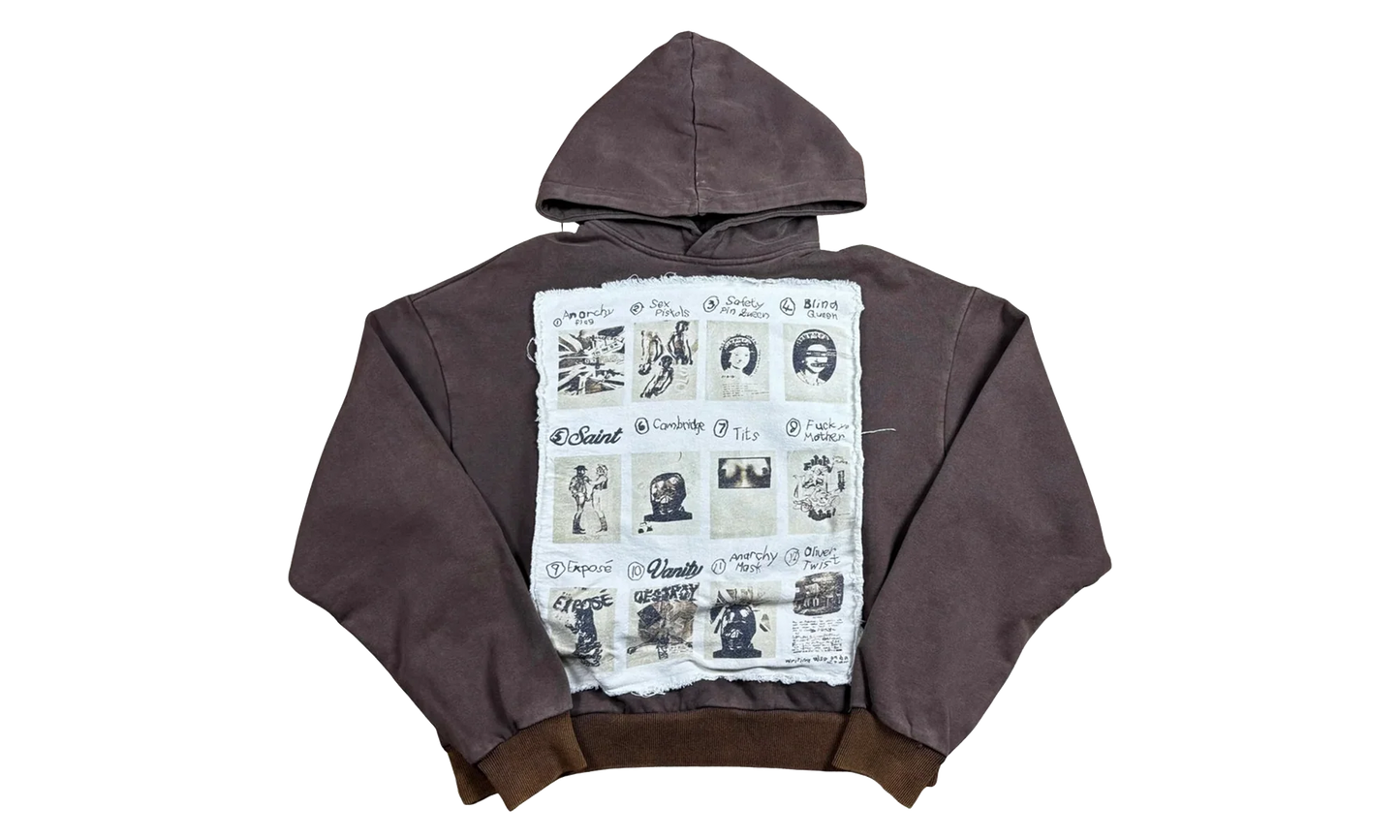Patchwork Vain Pullover Hoodie "Brown" OSTG SAVAN NQ2R