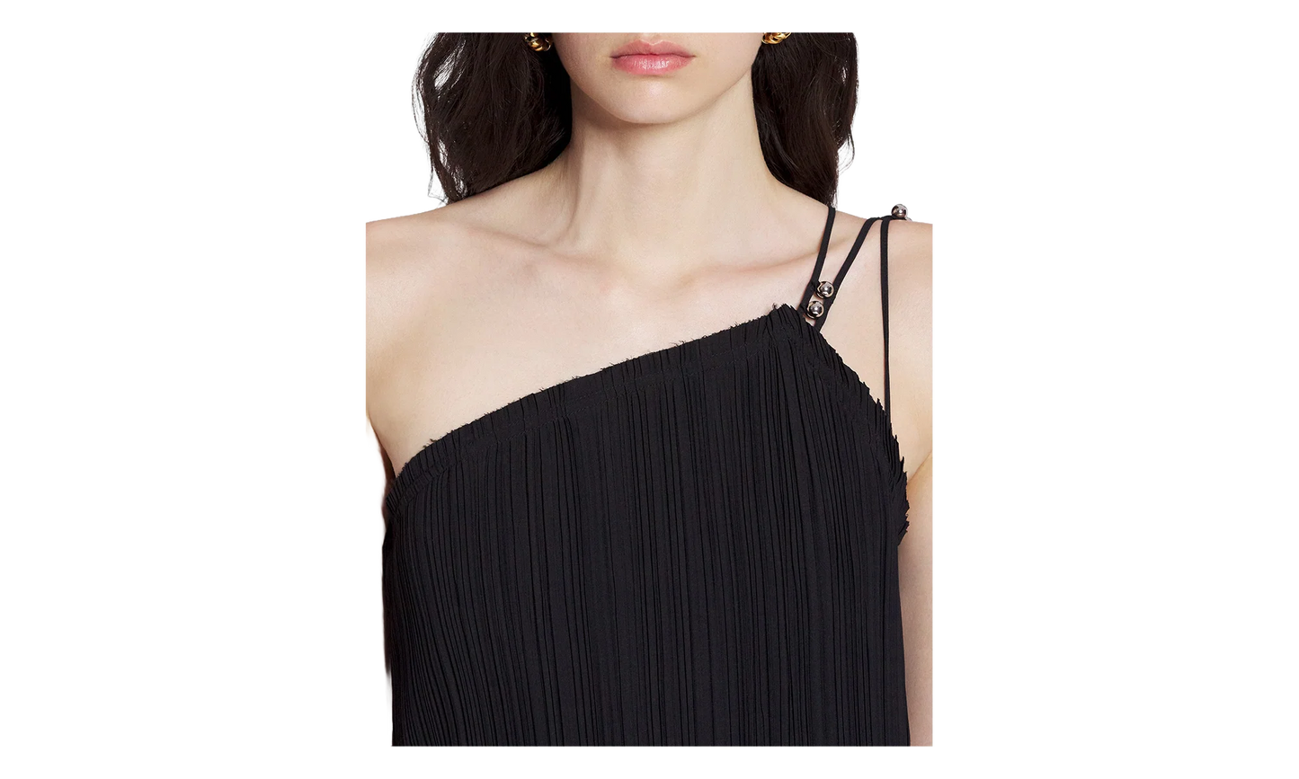 ONE-SHOULDER PLEATED LONG DRESS "Black" RW DR0011 5904 P24_10