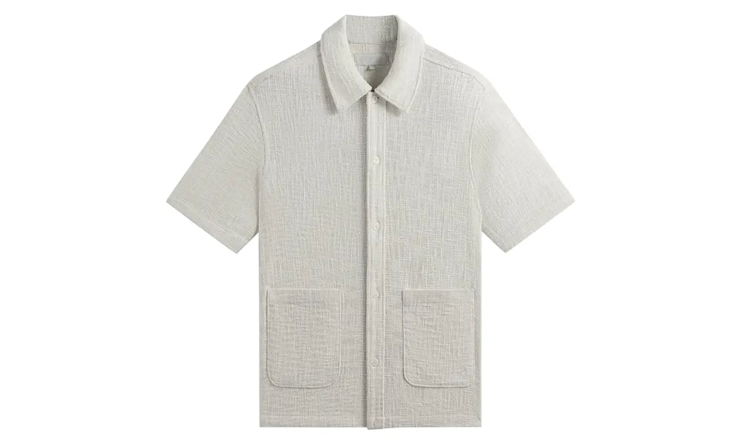 Textured Cotton Boxy Collared Overshirt "Off White" KHM032170 104