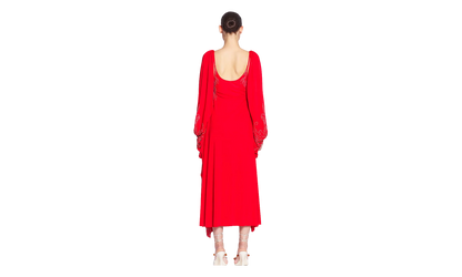 EMBROIDERED DRESS WITH OPEN SLEEVES "Red" RW DR9019 4893 E24 340