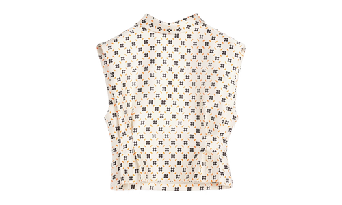 PATTERNED SLEEVELESS CROPPED TOP "CREAM" RW TO0305 5683 E23 002