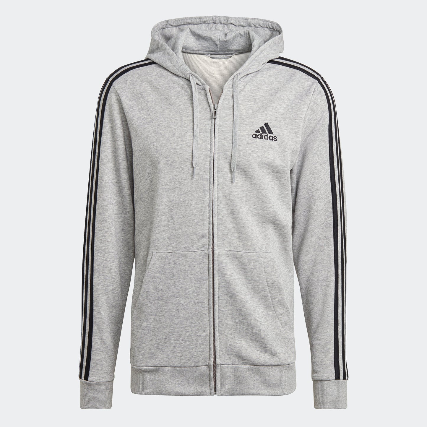 Men's adidas Essentials French Terry 3-Stripes Full-Zip Hoodie