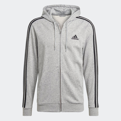 Men's adidas Essentials French Terry 3-Stripes Full-Zip Hoodie