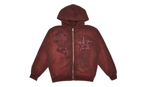 Travis Scott Fanatics Fest Houston Teams Zip Up Hoodie "Brick Red" TSUC58