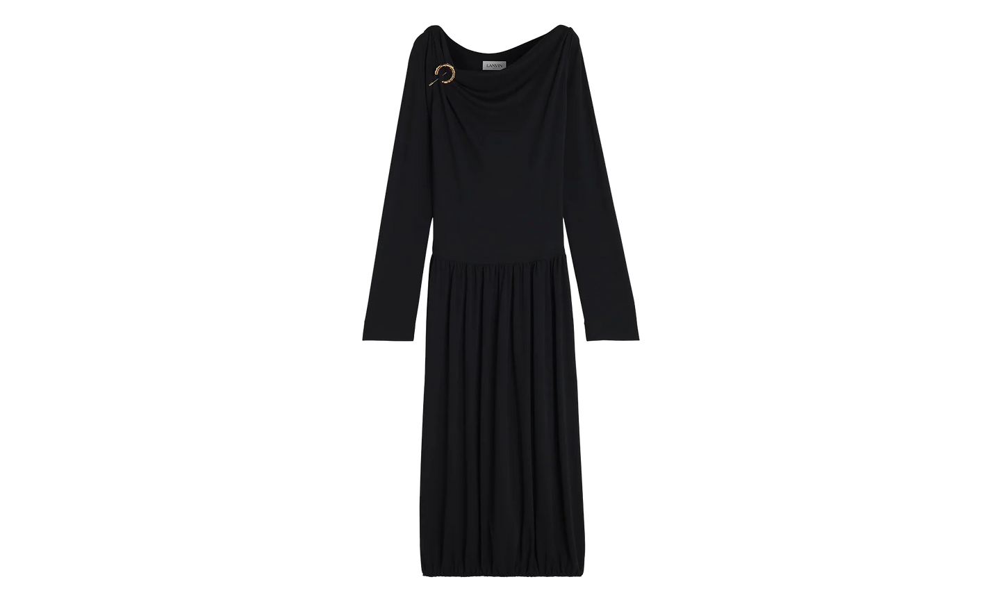 DRAPED MIDI DRESS WITH BROOCH "Black" RW DR0004 4792 P23_10