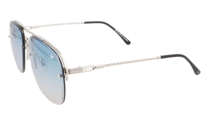 Snatch Bevel Rimless Drill Mount 18KT "White Gold / Pastel Blue Flash Silver" DMSN2 0005 48C5