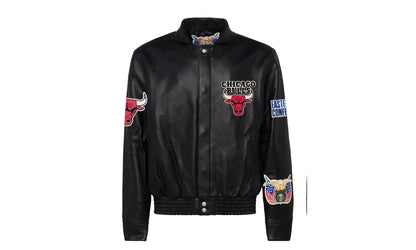 Chicago Bulls Full Leather Jacket Black AR "Black" NBA CHI BUL 105