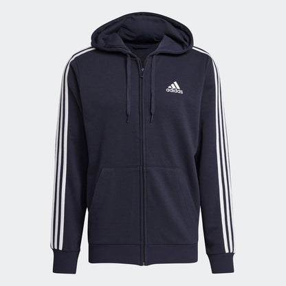 Men's adidas Essentials French Terry 3-Stripes Full-Zip Hoodie