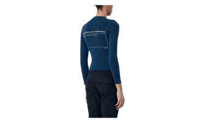Long-Sleeve Fitted Crew Neck Top WMNS "Washed Navy" 856861 TTVL3 8806
