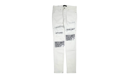 Vintage Bandana Art Patch Jeans "White" PS22MDS023 140